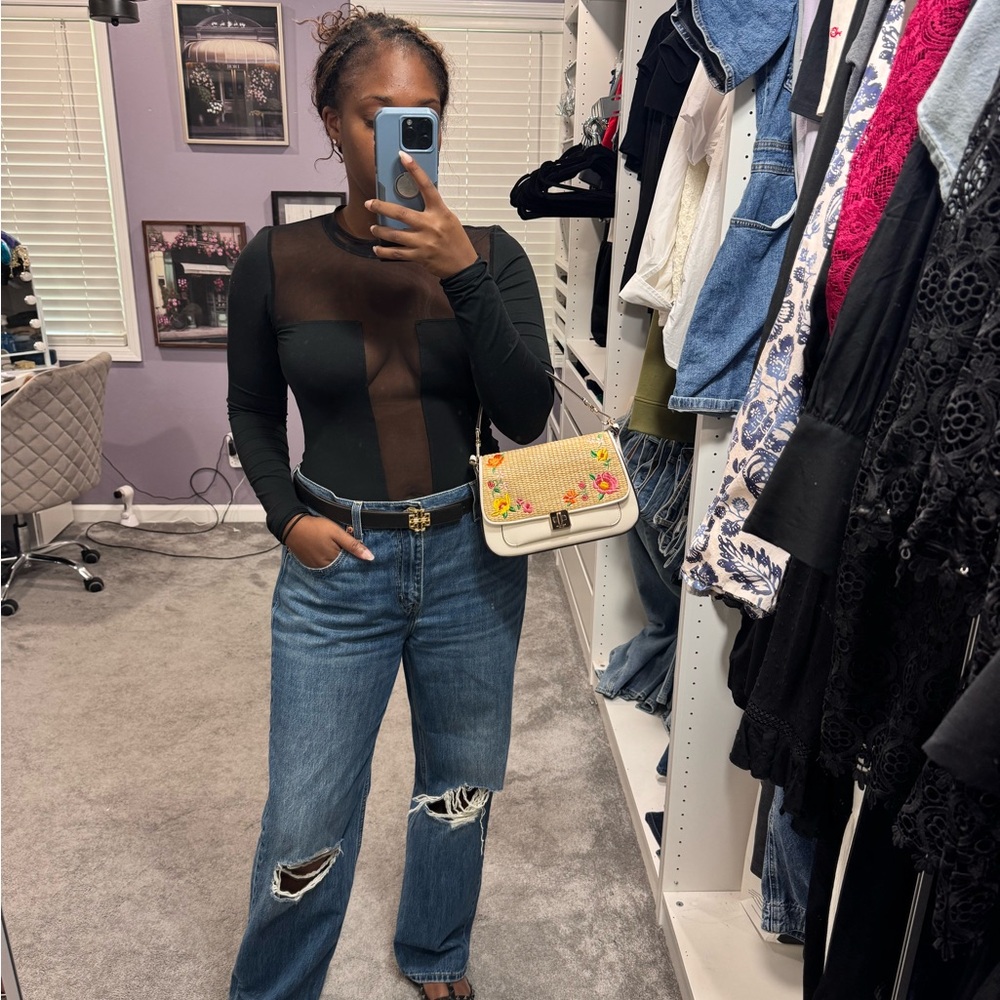 Good American Black Mesh Top